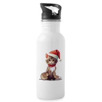 Chat Noël Animaux de compagnie Noël pour animaux de compagnie - Gourde avec paille intégrée - blanc - Droite