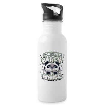 Adorable Black And White Panda Bear Friend Lover - Water bottle with straw - white - Right