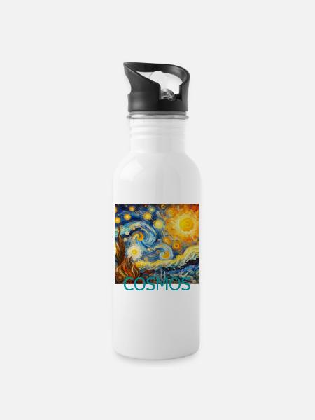 Cosmos - Trinkflasche mit integriertem Trinkhalm - Weiß