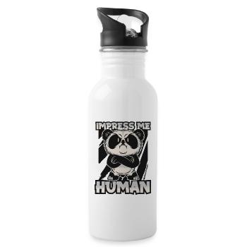 Impress Me Human Panda Bear Friend Giant Panda - Water bottle with straw - white - Right