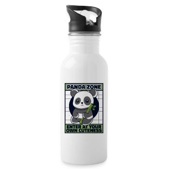 Panda Zone Betreten Sie Ihre eigene Niedlichkeit Panda Bär - Trinkflasche mit integriertem Trinkhalm - Weiß - Rechts