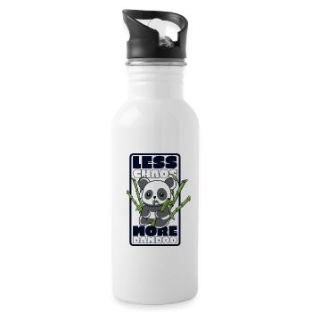 Weniger Chaos Mehr Bambus Panda Bär Freund Liebhaber - Trinkflasche mit integriertem Trinkhalm - Weiß - Rechts