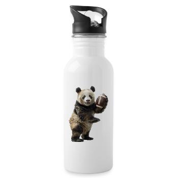 Großer Panda Fußball - Trinkflasche mit integriertem Trinkhalm - Weiß - Rechts