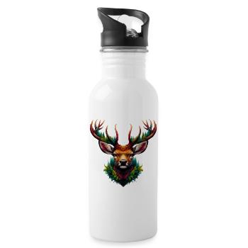 Cerf - Gourde avec paille intégrée - blanc - Droite