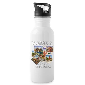 STAMPS ARE MY HAPPINESS - Water bottle with straw - white - Right