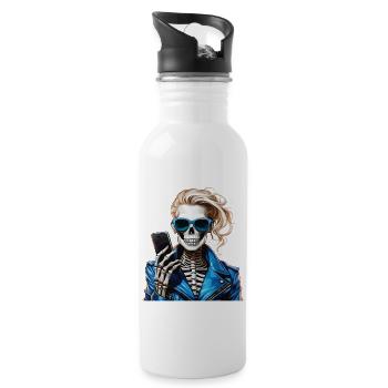 SKELETON WOMAN SMARTPHONE - Water bottle with straw - white - Right