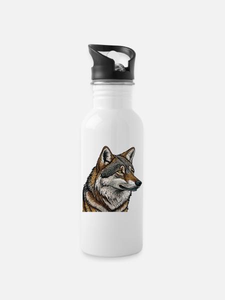 WOLF - Trinkflasche mit integriertem Trinkhalm - Weiß