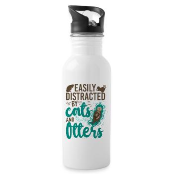 Otter Cat Easily Distracted By - Trinkflasche mit integriertem Trinkhalm - Weiß - Rechts