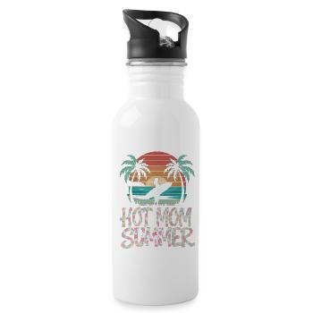 Hot Mom Sommer - Surfen - Trinkflasche mit integriertem Trinkhalm - Weiß - Rechts