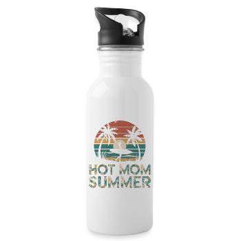 Hot Mom Sommer - Surfen - Trinkflasche mit integriertem Trinkhalm - Weiß - Rechts