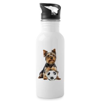 Yorkshire Terrier - Water bottle with straw - white - Right