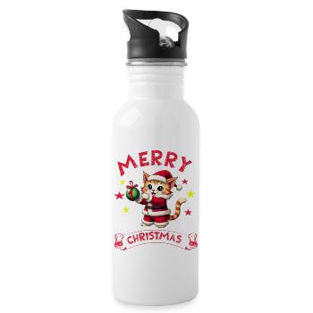 Joyeux Noël Catmas chaton noël dernière minute - Gourde avec paille intégrée - blanc - Droite