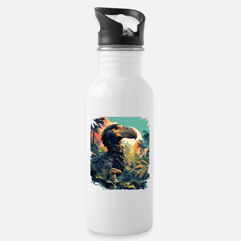 Dodos Dodo - Trinkflasche mit integriertem Trinkhalm - Weiß