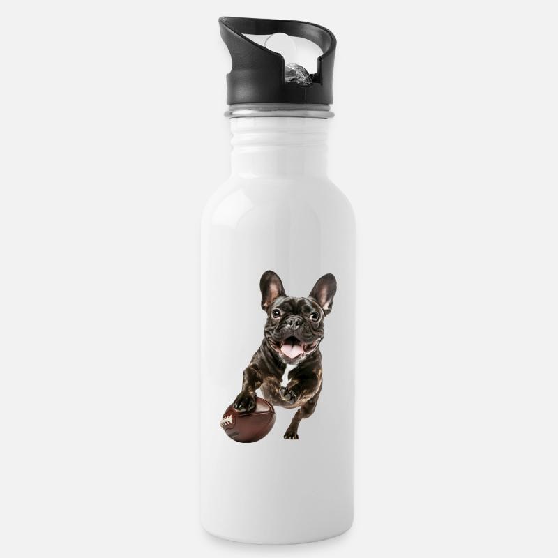 Bouledogue français - Gourde avec paille intégrée - blanc