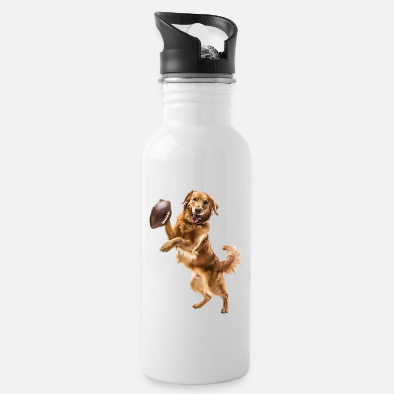 Golden retriever - Gourde avec paille intégrée - blanc