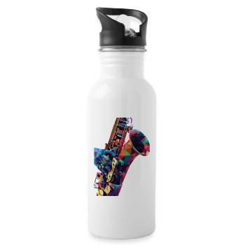 Saxophon - Trinkflasche mit integriertem Trinkhalm - Weiß - Rechts