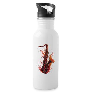 Saxophon - Trinkflasche mit integriertem Trinkhalm - Weiß - Rechts