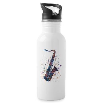 Saxophon - Trinkflasche mit integriertem Trinkhalm - Weiß - Rechts