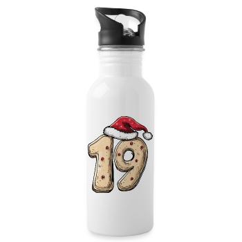 19 Number Christmas Cookie - Water bottle with straw - white - Right