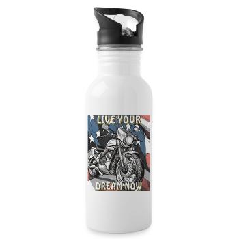MOTORRAD LIVE YOUR DREAM NOW - Trinkflasche mit integriertem Trinkhalm - Weiß - Rechts