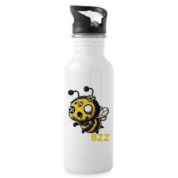 Zombzz Funny Bee As A Zombie Pun - Water bottle with straw - white - Right