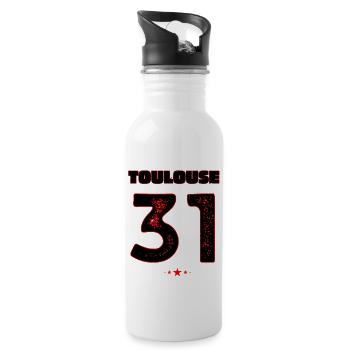Toulouse 31,Ville Rose 5 étoiles Vintage Comic. - Gourde avec paille intégrée - blanc - Droite