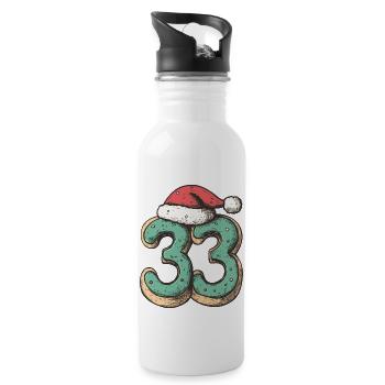 33 Number Christmas Cookie - Water bottle with straw - white - Right