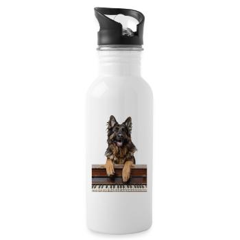 Deutscher Schäferhund - Trinkflasche mit integriertem Trinkhalm - Weiß - Rechts