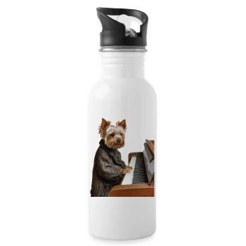 Yorkshire Terrier - Water bottle with straw - white - Right