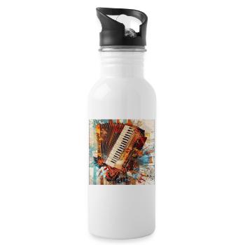 Akkordeon - Trinkflasche mit integriertem Trinkhalm - Weiß - Rechts