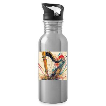 Harfe - Trinkflasche mit integriertem Trinkhalm - Lightsilver - Rechts