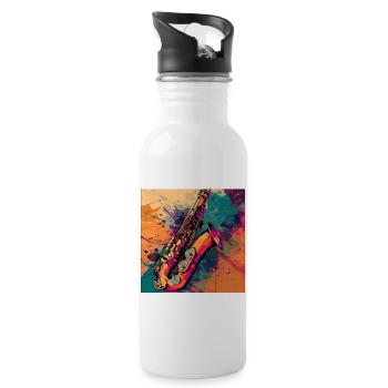 Saxophon - Trinkflasche mit integriertem Trinkhalm - Weiß - Rechts