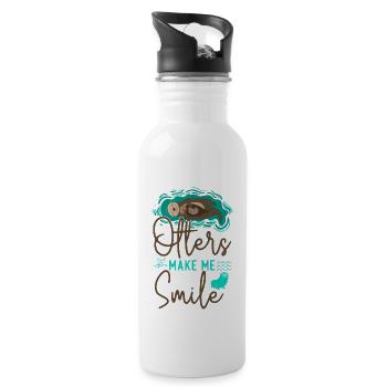 Otter Otters Make Me Smile - Water bottle with straw - white - Right