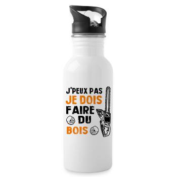J'peux pas je dois faire du bois - Gourde avec paille intégrée - blanc - Droite