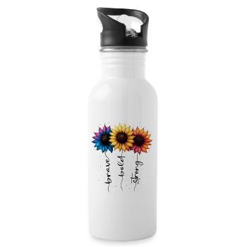 Summer Flowers Flower Inspiration Motivational Saying - Water bottle with straw - white - Right