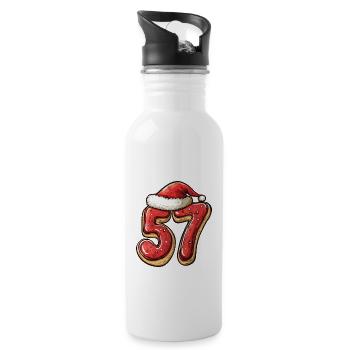 57 Number Christmas Cookie - Water bottle with straw - white - Right