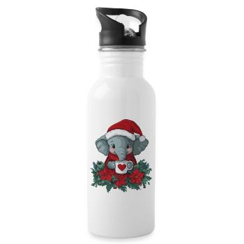 Elefant Kaffee Weihnachten Frauen Männer Kinder - Trinkflasche mit integriertem Trinkhalm - Weiß - Rechts
