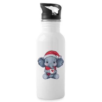 Elefant Kaffee Weihnachten Frauen Männer Kinder - Trinkflasche mit integriertem Trinkhalm - Weiß - Rechts