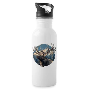 Elche Elch - Trinkflasche mit integriertem Trinkhalm - Weiß - Rechts