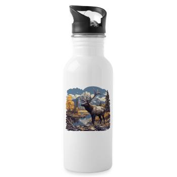 Elche Elch - Trinkflasche mit integriertem Trinkhalm - Weiß - Rechts