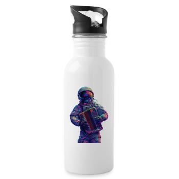 Astronaut Akkordeon - Trinkflasche mit integriertem Trinkhalm - Weiß - Rechts