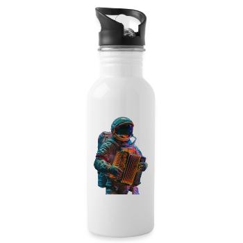 Astronaut Akkordeon - Trinkflasche mit integriertem Trinkhalm - Weiß - Rechts