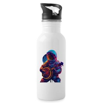 Astronaut Banjo - Trinkflasche mit integriertem Trinkhalm - Weiß - Rechts