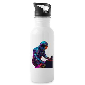 Astronaut Piano - Water bottle with straw - white - Right