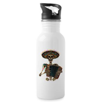 Akkordeon Mexikanisches Skelett - Trinkflasche mit integriertem Trinkhalm - Weiß - Rechts