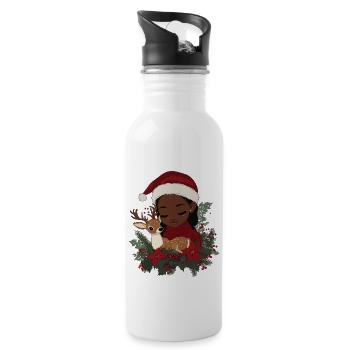Afrikanische Weihnachtsfrau Kaffee Weihnachten - Trinkflasche mit integriertem Trinkhalm - Weiß - Rechts