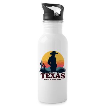 Texas Cowboy - Water bottle with straw - white - Right