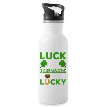 Happy St. Patrick's Day Kleeblätter - Trinkflasche mit integriertem Trinkhalm - Weiß - Rechts