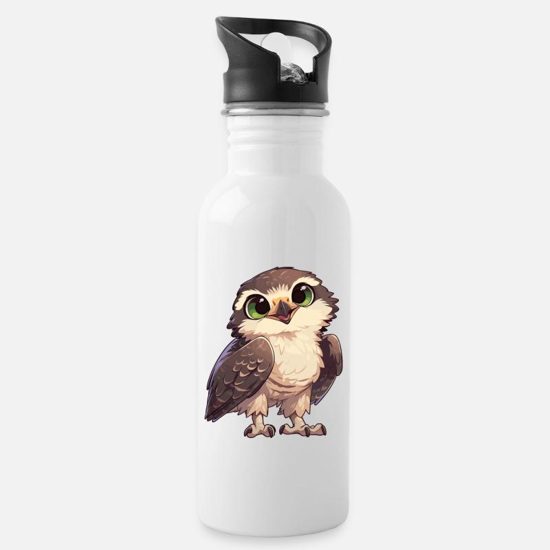 Falken Falke - Trinkflasche mit integriertem Trinkhalm - Weiß