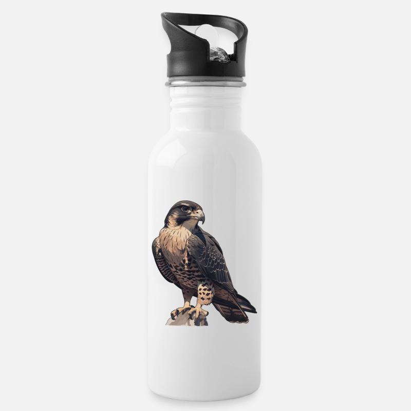 Falken Falke - Trinkflasche mit integriertem Trinkhalm - Weiß